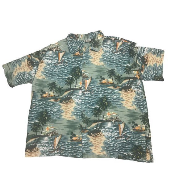 Aloha Republic Size 4XL‎ 100% Cotton Short Sleeve Button Up Hawaiian Shirt USA - Picture 1 of 8